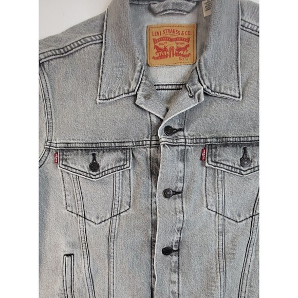 Levis Mens Denim Trucker Jean Jacket Stonewashed Black/Gray Size Medium - Picture 2 of 7